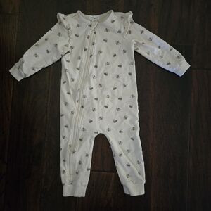 Miles The Label Cream Bee Pattern Footie